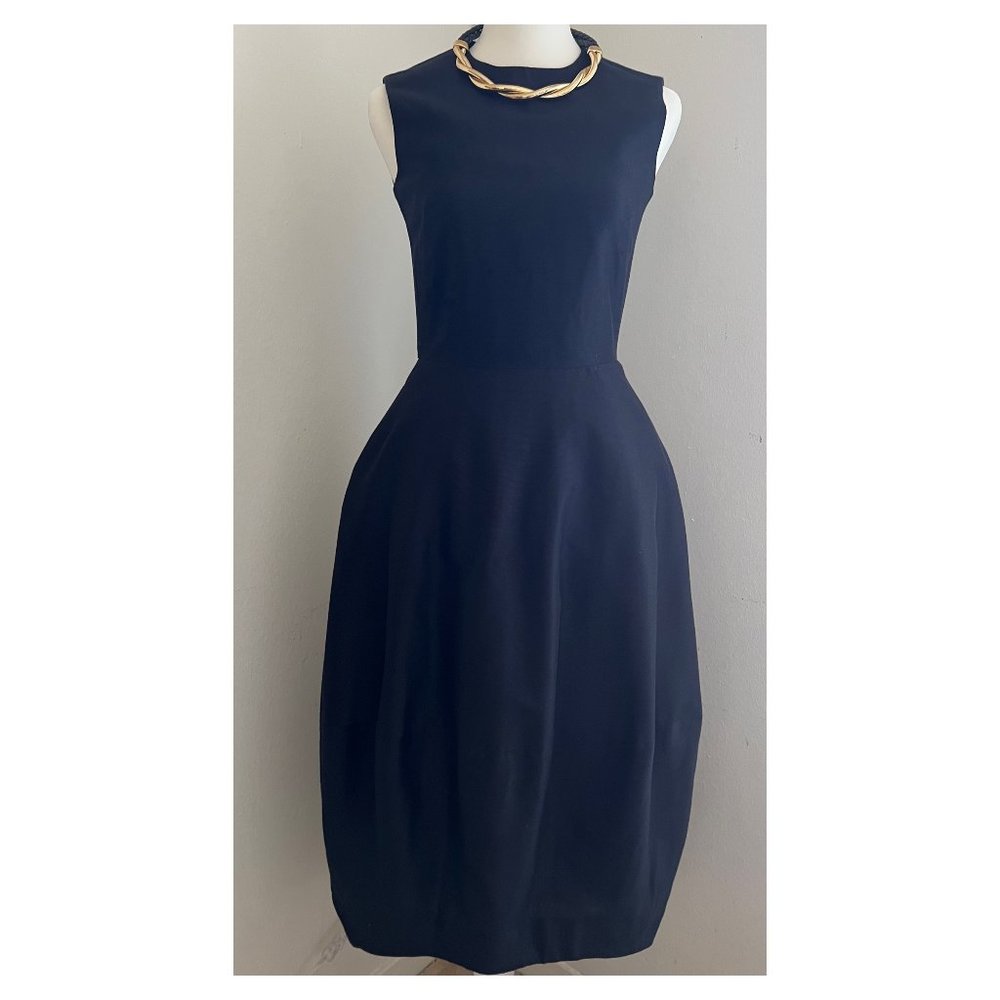 Classic Sleeveless Navy Blue Fit-and-Flare Dress